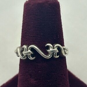 Jane Seymour JWBR Sterling Silver Open Heart Band Ring Signed Size 6.75
